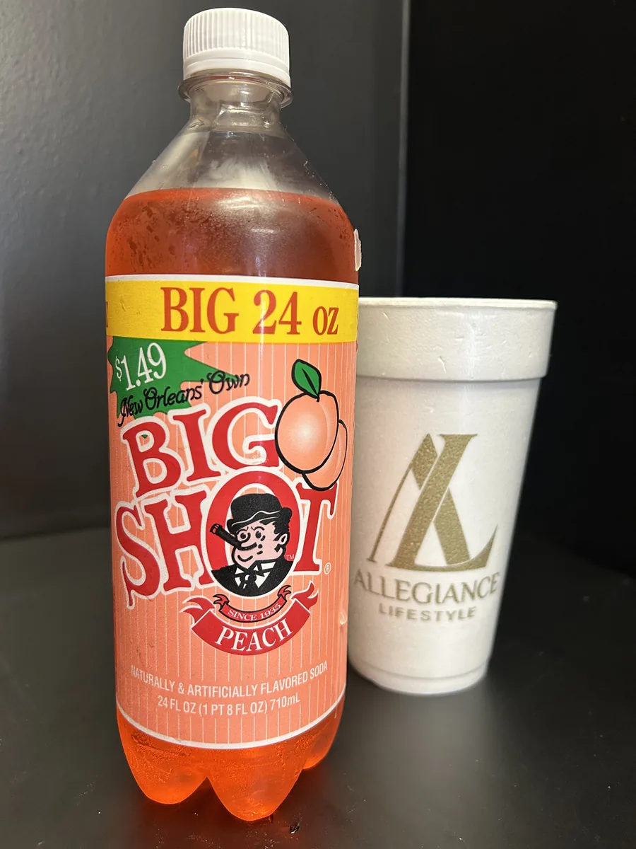 Big Shot Peach soda bottle